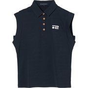 ゴルフウェアレディース L-メッシュジャカードノースリーブポロ シャツノースリーブ L ネイビー 045-23542-42-098