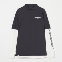 ゴルフウェアメンズ M-レイヤードロングシャツ シャツ長袖 XL チャコール 047-23311-52-018