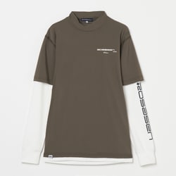 ゴルフウェアメンズ M-レイヤードロングシャツ シャツ長袖 L カーキ 047-23311-50-027