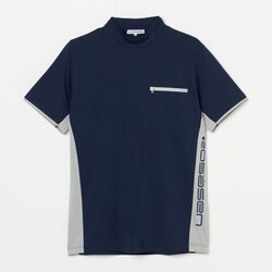 ゴルフウェアメンズ M-UVハンソデモックネック シャツ半袖 M ネイビー 047-23341-48-098