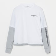 ゴルフウェアレディース L-レイヤードロングシャツ シャツ長袖 L ホワイト 048-23311-42-004