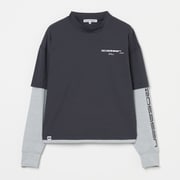 ゴルフウェアレディース L-レイヤードロングシャツ シャツ長袖 L チャコール 048-23311-42-018