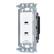 WTL1488MW [埋込USBコンセント 充電用 2ポート 最大60W USB-C 金属枠付 セラミックホワイト 1個]
