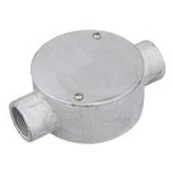 DF2639P [ねじ付き電線管用付属品 丸型露出ボックス2方出 薄鋼用 鋳鉄製 C39 1個]