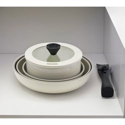 フライパン 鍋 6点セット IH対応 ふっ素樹脂塗膜加工 取っ手のとれる 金属ヘラOK オーブン調理OK フライパン20cm フライパン26cm セラミック加工マルチポット18cm マルチポット18cm用プラスチック蓋 ガラス蓋18cm用 専用ハンドル トルティーノ HC-680
