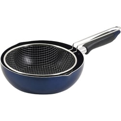 フライパン 22cm IH対応 目盛付 ザル付 ふっ素加工塗膜加工 ブルー HC-723