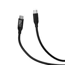 シリコンケーブル USB-C to USB-C 1m タッチボタン付きディスプレイ PD100W対応 ブラック CIO-SL-SC-V2-CC1-BK