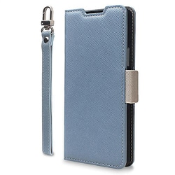 Galaxy S25 対応 ケース 手帳型 カード収納 ストラップ スタンド 機能 付 スマホケース 人工 皮 革 デニム 携帯ケース 手帳型ケース NU アリスブルー×グレージュ CR_G5SCSPLNA_AG