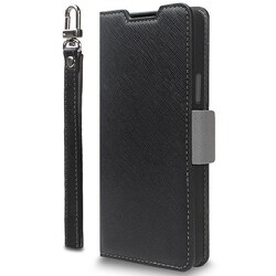 Galaxy S25 Ultra 対応 ケース 手帳型 カード収納 ストラップ スタンド 機能 付 スマホケース 人工 皮 革 デニム 携帯ケース 手帳型ケース NU ブラック×ニュートラルグレー CR_G5LCSPLNA_BN