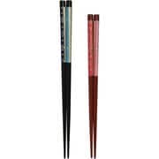 塗箸 和紙飾り 伊達帯 黒/約長さ23cm、赤/約長さ21cm 2膳 黒・赤