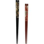 塗箸 和紙飾り 華亀甲 黒/約長さ23cm、赤/約長さ21cm 2膳 黒・赤