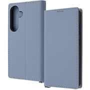 Galaxy S25用 Durable 耐衝撃 マグネット不使用 シンプル スクエア 手帳型レザーケース/ブルー_ライトグレー IN-GS25TBC9/AGR