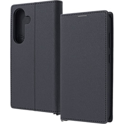 Galaxy S25用 Durable 耐衝撃 マグネット不使用 シンプル スクエア 手帳型レザーケース/ブラック_ブラック IN-GS25TBC9/BB