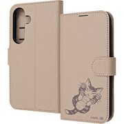 Galaxy S25用 猫のダヤン/衝撃吸収 マグネットベルト シンプル 手帳型レザーケース/ダヤン_にゃんキュー IJ-IGS25ELC1BE/DY5