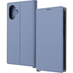 Galaxy A25 5G用 Durable 耐衝撃 マグネット不使用 シンプル スクエア 手帳型レザーケース/ブルー_ライトグレー IN-GA25TBC9/AGR