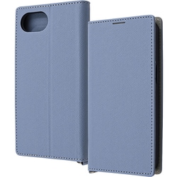 iPhone 16e用 ケース 手帳型 Durable 耐衝撃 マグネット不使用 シンプル スクエア 手帳型レザーケース/ブルー_ライトグレー IN-P50TBC9/AGR