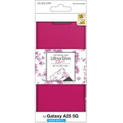 Galaxy A25 5G用 ケース レザー カバー 手帳型 マグネット フラップ 衝撃吸収 超軽量 薄型 ストラップホール付 スタンド機能付 花柄 UltraSlim ディープピンク PM-G253PLFUJPND