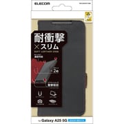 Galaxy A25 5G用 ケース レザー カバー 手帳型 マグネット フラップ 衝撃吸収 ストラップホール付 スタンド機能付 ブラック PM-G253PLFYBK