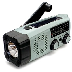 手回し充電/ソーラーパネル・リチウム電池搭載 多機能ラジオライト グレー MBRL-T2000 GY