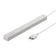 電源タップ マグネット 雷ガード 8個口 1m スリム 折りたたみ式プラグ ACアダプタ対応 絶縁キャップ付き 3ピンプラグ対応 PSE ユリア樹脂 2ピン ホワイト TAP-SPSLIM8N-1