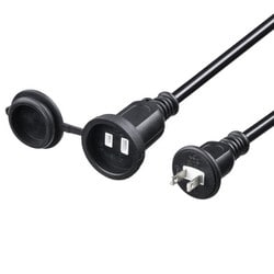 電源タップ 延長コード 防雨型電源用 5m 2ピン ブラック 簡易ビニールパッケージ TAP-EX25B-5