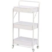 折りたたみワゴン 幅45.5×奥行30.5×高さ89cm ホワイト ※お客様組立て XOW-4589WH
