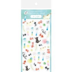 限定 wa-life夏 透明シールシート ねこと金魚 QS288