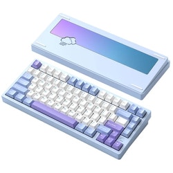 ワイヤレスメカニカルキーボード（有線・無線・Bluetooth対応）/US75％配列/HMX紫スイッチ（リニア）/ルブ済/雨音/RGB/Rainy75 Color/ブルー SR75BLU