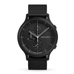 メンズ ステンレスメッシュベルト クロノグラフ腕時計 Chronograph All Black 正規品 2年保証 C01-102-B023C
