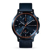 メンズ レザーベルト クロノグラフ腕時計 Chronograph Blue Orange 正規品 2年保証 C01-108-B003EB