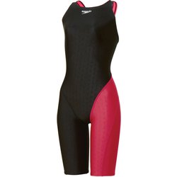 【WA承認】フレックスシグマニューセミオープンバックニースキン1 レディース 水着 ブラック×レッド（KR） Lサイズ SCW12505F