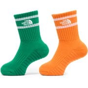 TNF ラン 2P クルー キッズ ソックス ジェイド×マンダリン(JM) JMサイズ(16-18cm) NNJ82511