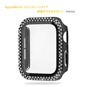 AppleWatch 44mm ラインストーン保護ガラスカバー ブラック RM-8045LBK