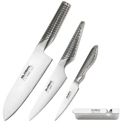 研ぎ直し無料券付き グローバル GLOBAL 三徳4点セット（三徳 18cm、ペティーナイフ、皮むき 9cm、簡易シャープナー） 期間限定 GST-C46特別