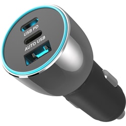 DC-78W USB 3ポート 同時使用可能 USB-C 2ポート（PD 30W/PD 30W） USB-A 1ポート（QC 18W）合計最大 78W ポートごとに独立回路 イルミLED搭載 ブラック DC-065