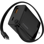 USB-C 巻取式 ケーブル 内蔵 急速充電器 PD / QC 対応 最大出力 30W 3台同時充電 USB-C ポート /USB-A ポート 付き ブラック YDPD30R1BK