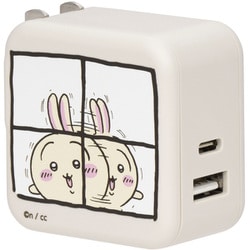 【ちいかわ】AC充電器 PD35W USB-C 1ポートUSB-A 1ポート 折りたたみ式プラグ 急速充電 PSE適合製品 2年保証 アーモンドミルク GPS-ACPD35WU1-CKW-AM