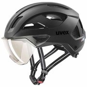 自転車ヘルメット 街乗り 通勤 通学 バイザー付き LEDライト付属 ドイツ製 uvex stride visor ブラックマット 56-59cm 4107310115