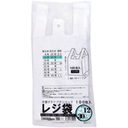レジ袋 乳白 東12西30号 取っ手付き シャカシャカ素材 100枚入 幅180(300)×奥行410×厚さ0.013mm 持ち手が食い込みにくい幅広設計 00722112