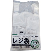 レジ袋 乳白 東60西50号 取っ手付き シャカシャカ素材 100枚入 幅350（500）×奥行600×厚さ0.022mm 持ち手が食い込みにくい幅広設計 00722160
