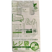 バイオマス レジ袋 乳白 E30W40 取っ手付き シャカシャカ素材 100枚入 L 幅260(390)×奥行480×厚さ0.015mm 01042030