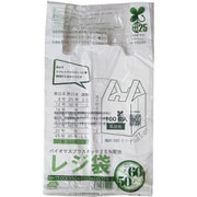 バイオマス レジ袋 乳白 E60W50 取っ手付き シャカシャカ素材 100枚入 XL 幅350(500)×奥行600×厚さ0.022mm 01042060
