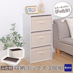収納ボックス ベージュ フタつき 3個組 606-79