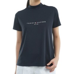 ゴルフウェアレディース 25S フロントロゴ 半袖モックネックシャツ Lサイズ NVY THLA512