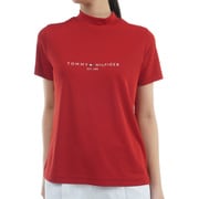 ゴルフウェアレディース 25S フロントロゴ 半袖モックネックシャツ Mサイズ RED THLA512