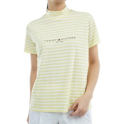 ゴルフウェアレディース 25S フロントロゴ 半袖モックネックシャツ Mサイズ YEL THLA512
