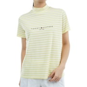 ゴルフウェアレディース 25S フロントロゴ 半袖モックネックシャツ Lサイズ YEL THLA512