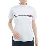 ゴルフウェアレディース 25S ラインロゴ 半袖モックネックシャツ Mサイズ WHT THLA532