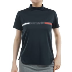 ゴルフウェアレディース 25S ラインロゴ 半袖モックネックシャツ Lサイズ NVY THLA532