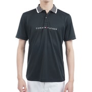 ゴルフウェアメンズ 25S エッセンシャルストライプカラー 半袖ポロ Lサイズ BLK THMA513